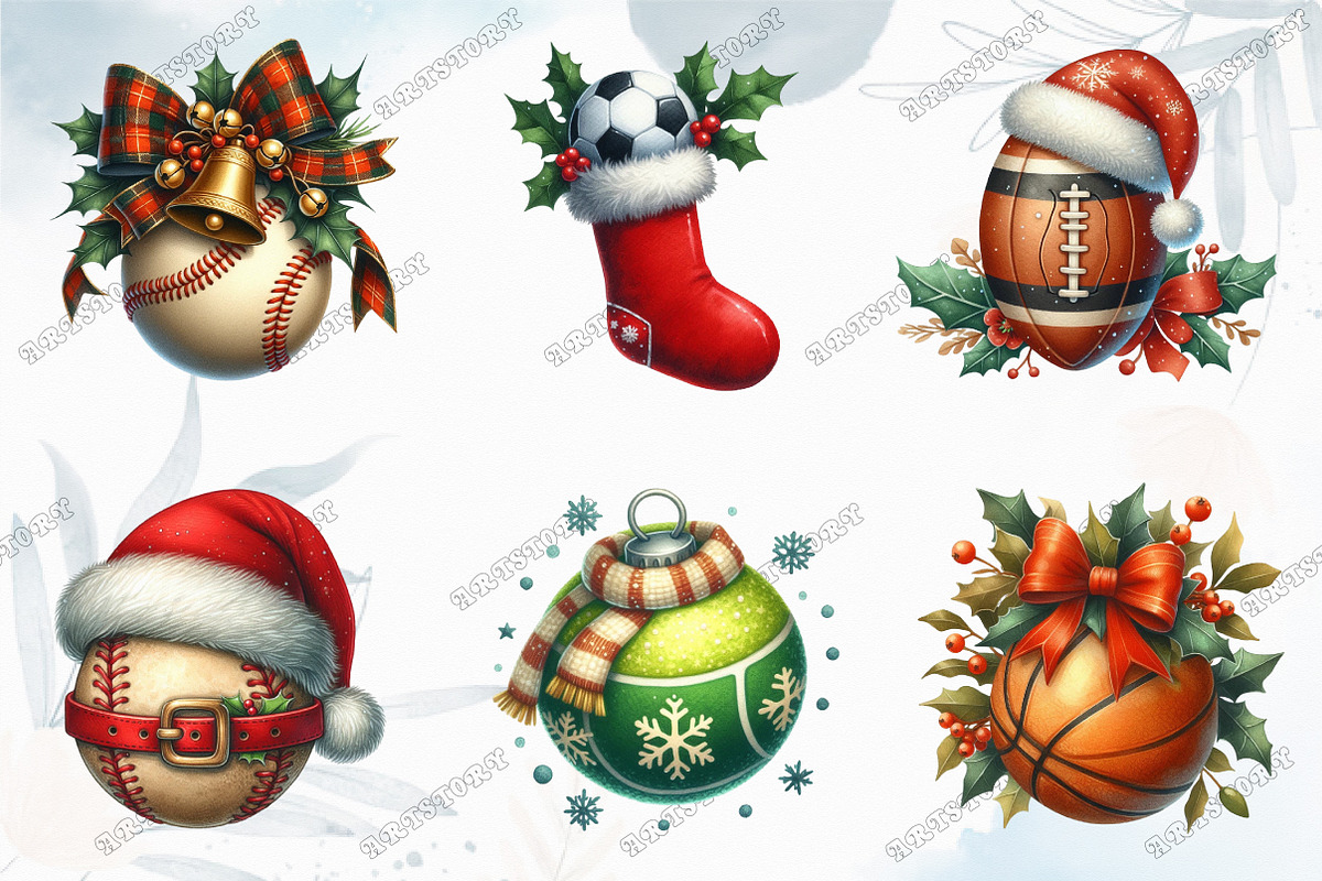 Christmas Sport Balls Sublimation, a Graphic by designcity5 (Photo 2 of 5)