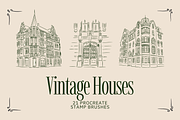 Vintage Houses Procreate Stamps, a Brush Add-On by Veronika Gotovceva (Thumbnail 1 of 10)