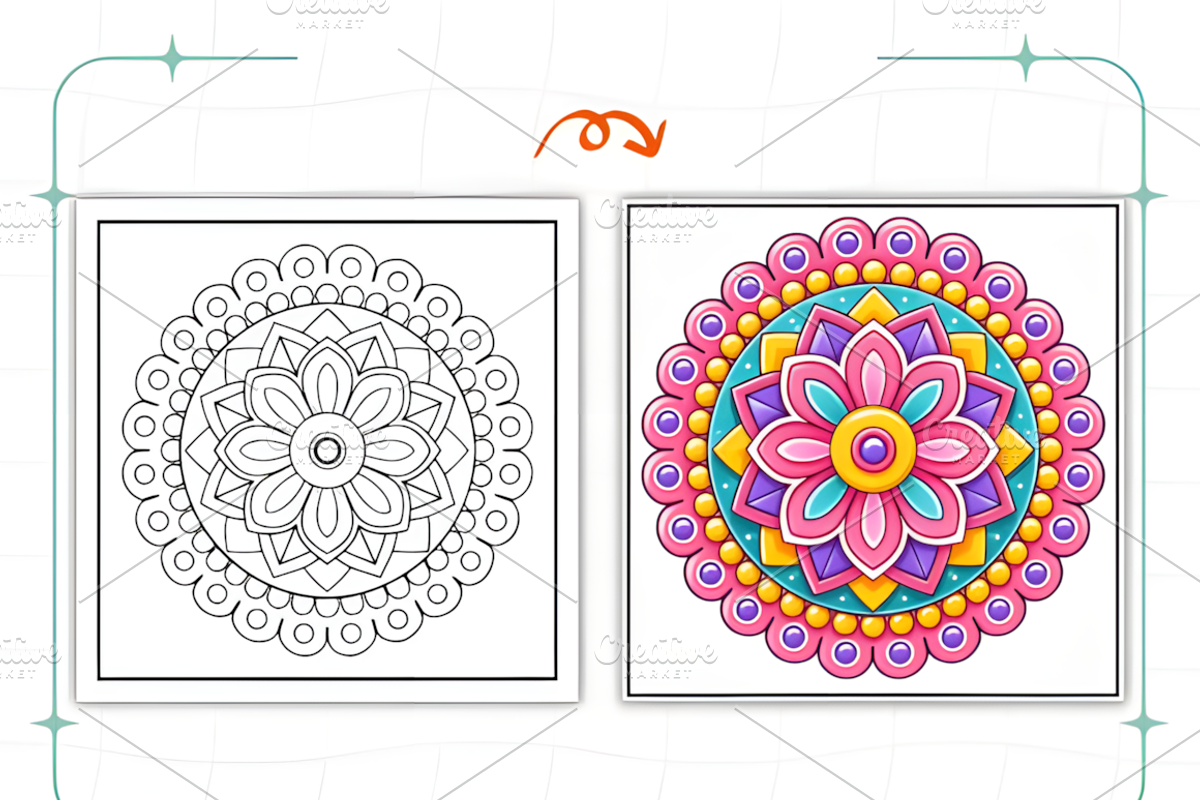 Bold and Easy Mandala Coloring Pages, a Decorative Illustration by Coco Bloom (Photo 4 of 9)