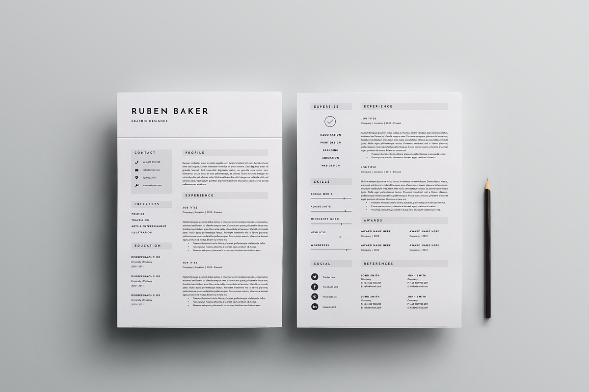 3 Page Resume Template | INDD + DOCX, a Resume Template by Basic Creations (Photo 2 of 5)