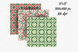 Christmas Tiles Seamless Patterns