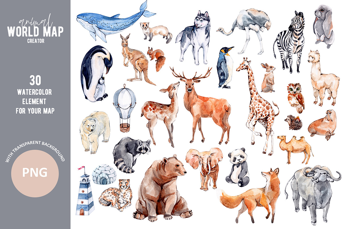 Animal World Map Creator 2, an Animal Illustration by VerAna (Photo 4 of 11)