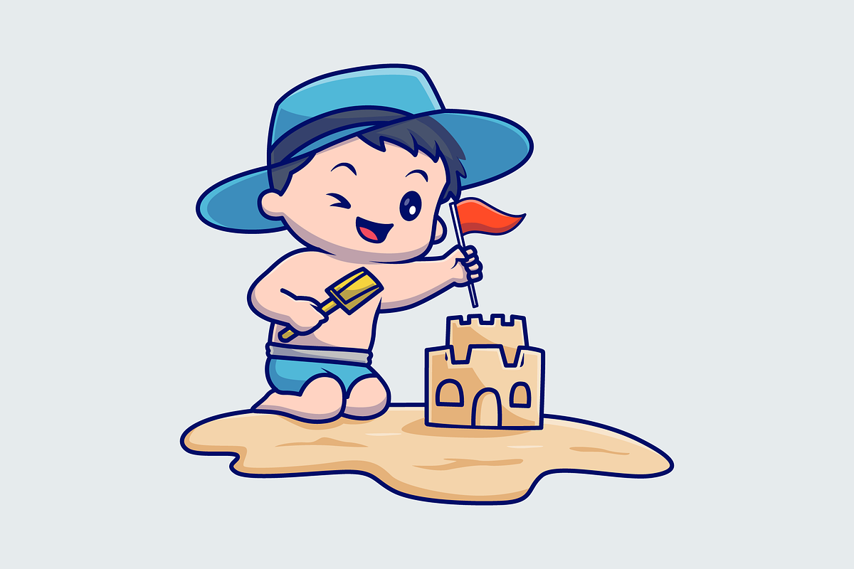 Cute Boy Playing Sand Castle Cartoon, a Person Illustration by Catalyst Labs