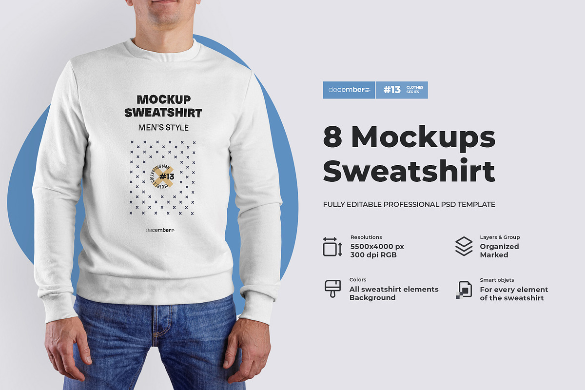 8 Mockups Mens Sweatshirt, a Shirt Mockup by Grow Design Craft Studio (Photo 1 of 5)