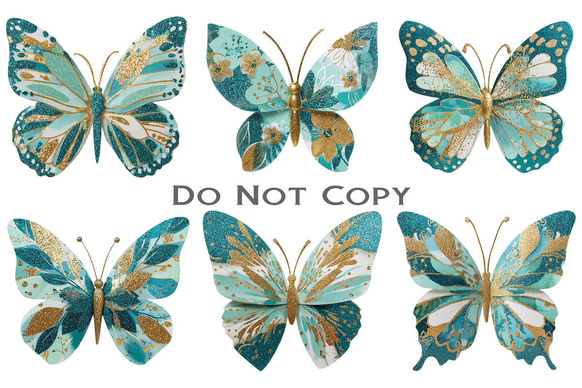 Gold Glitter Butterflies Clipart, an Illustration by Craft Nest (Photo 7 of 7)