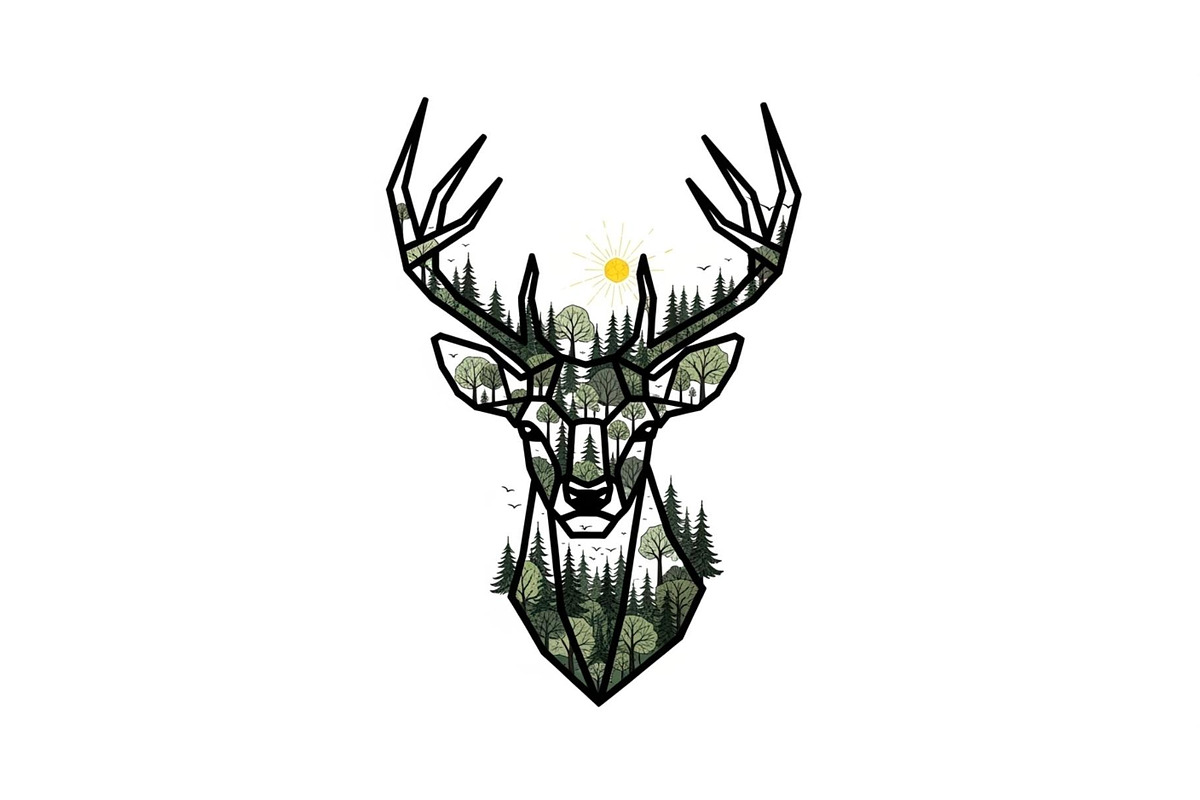 Artistic Geometric Deer Head Bundle, an Illustration by yasushie (Photo 26 of 31)