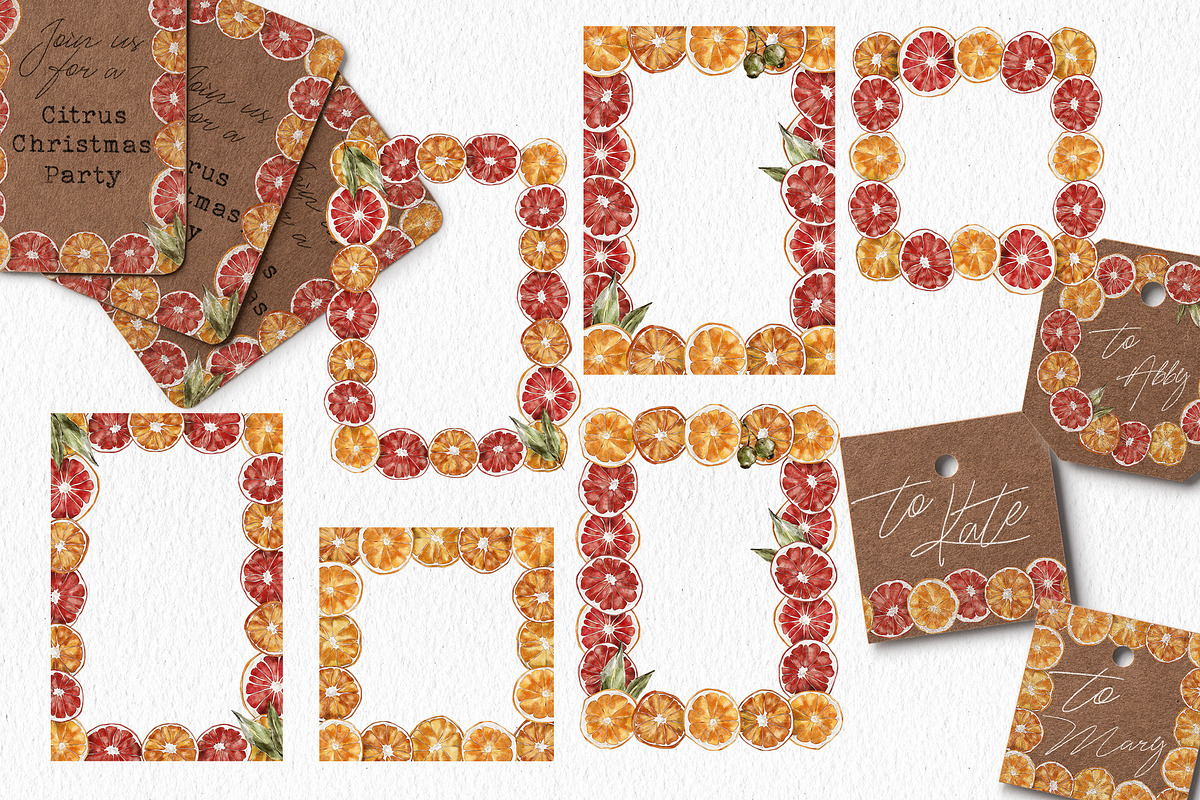Watercolor Citrus Ornaments Clipart, an Illustration by lilisprints (Photo 6 of 7)