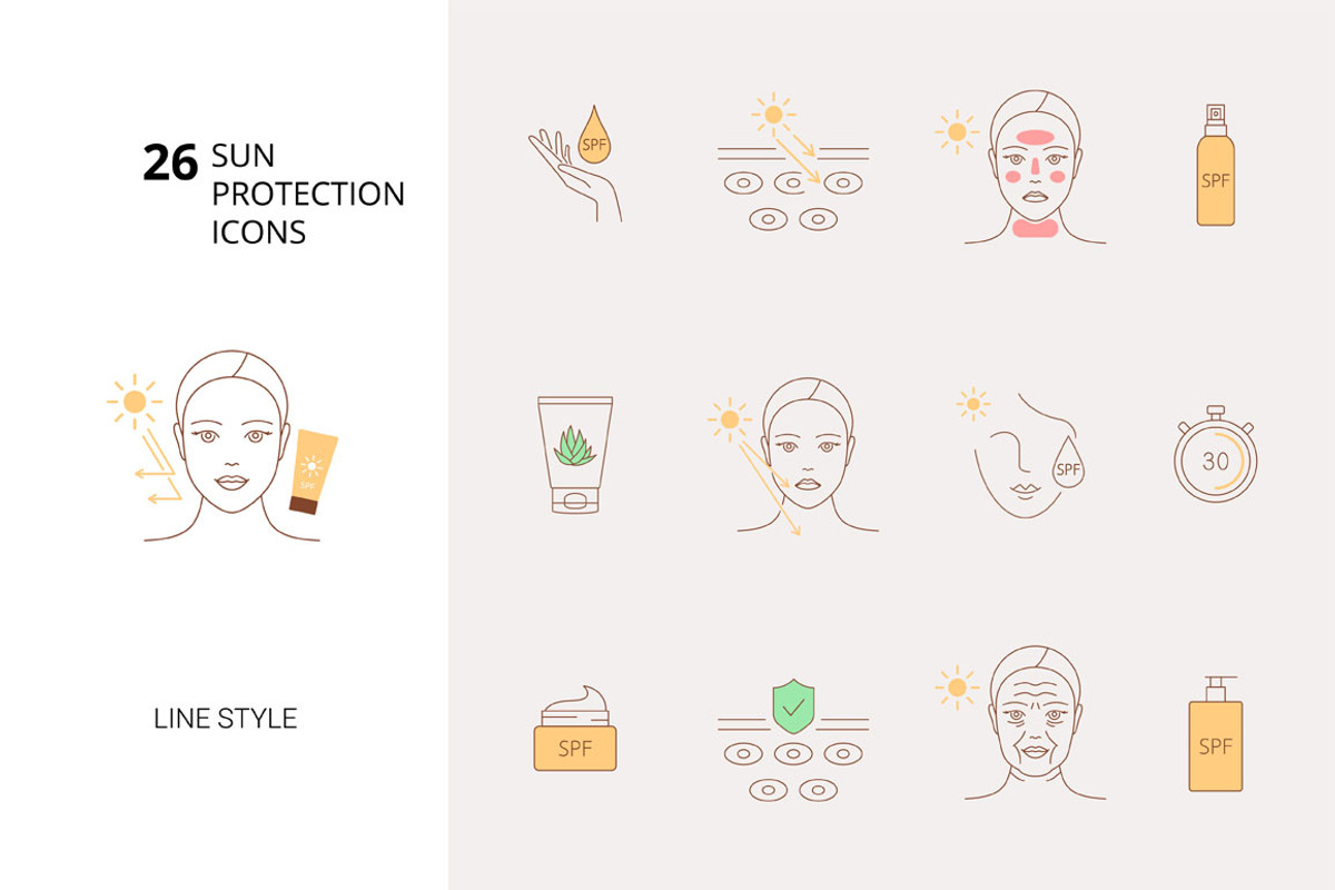 Sun protection icons, an Icon by mayrum (Photo 1 of 3)