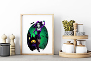 Vintage Halloween Pin Up Girl, an Illustration by Wow Magic (Thumbnail 3 of 5)