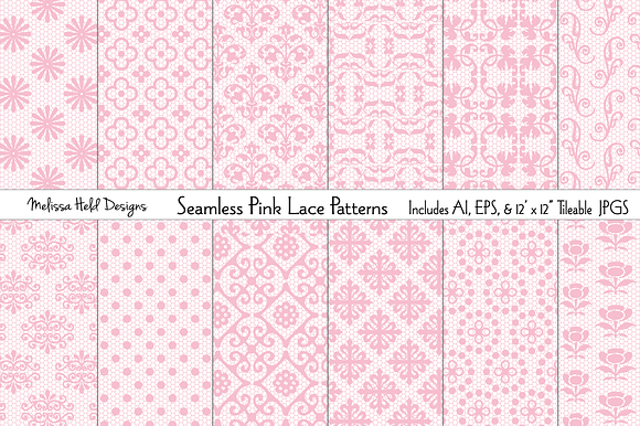 Seamless Pink Lace Patterns preview 7
