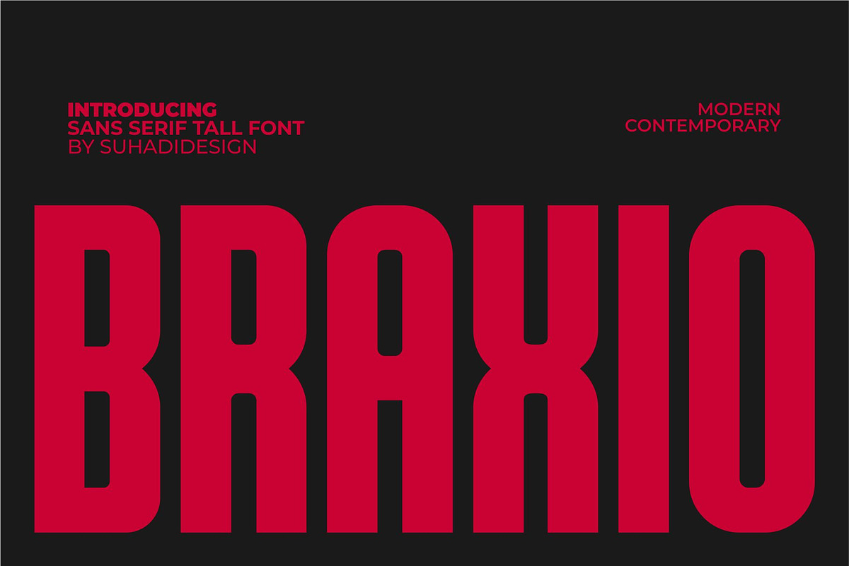 Braxio - Condensed Bold Tall Font, a Sans Serif Font by suhadidesign (Photo 1 of 13)