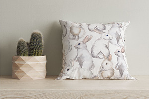 White Rabbits Seamless Pattern