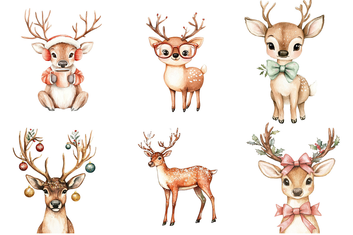 Funny Cute Christmas Reindeer Bundle, an Illustration by DreamArtGraphic (Photo 5 of 5)