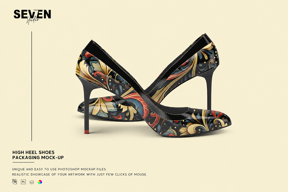 Heeled Shoes Mock-Up, an Advertising Mockup by Se٧enStudio (Photo 1 of 10)
