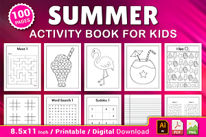 Summer Activity Book for Kids, a Seasonal Illustration by Design Station