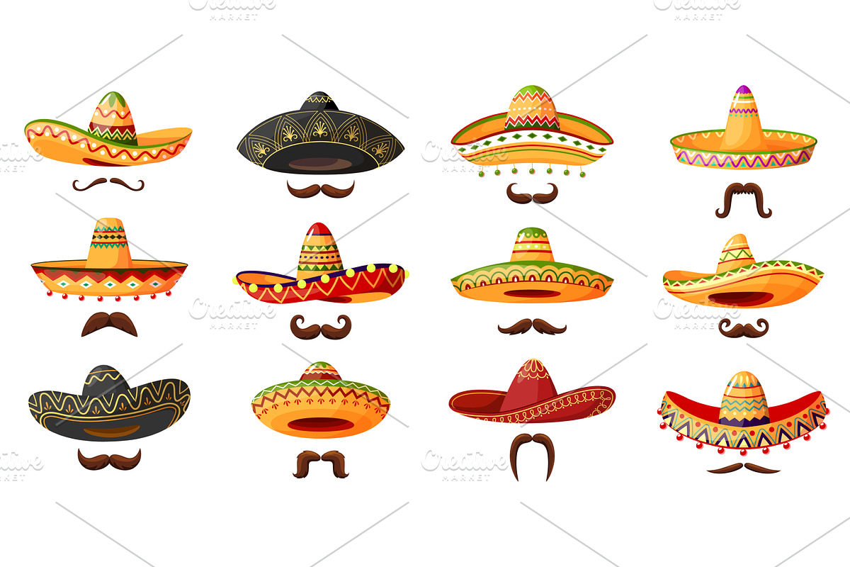 Mexican cowboy sombrero hats, a Decorative Illustration by Buch&Bee