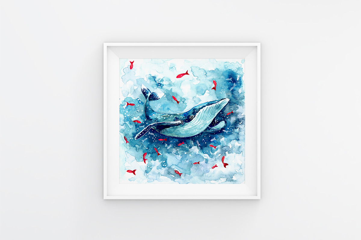 Watercolor Whale illustration, an Animal Illustration by Librebird (Photo 4 of 4)