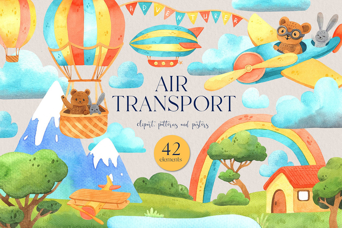 Sky Adventure Clipart for kids, an Animal Illustration by LukaJreym (Photo 1 of 11)