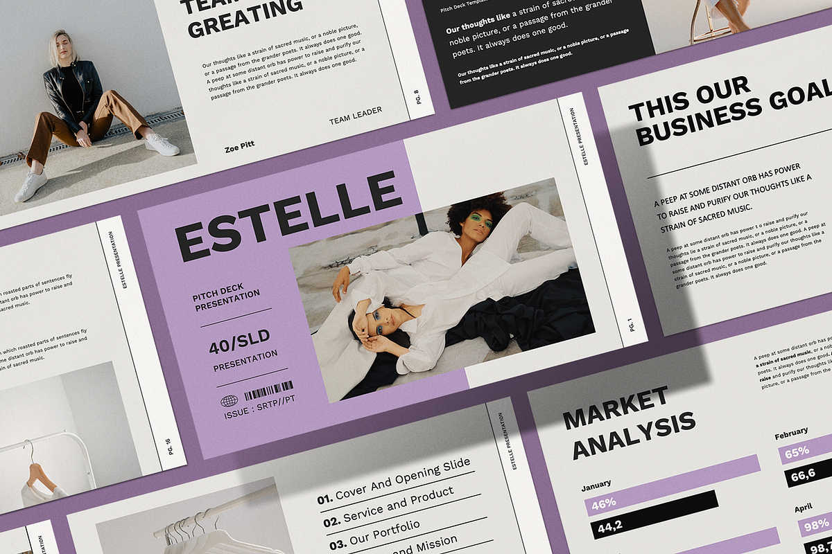 Estelle Pitchdeck - Powerpoint, a Presentation Template by Surotype (Photo 1 of 10)