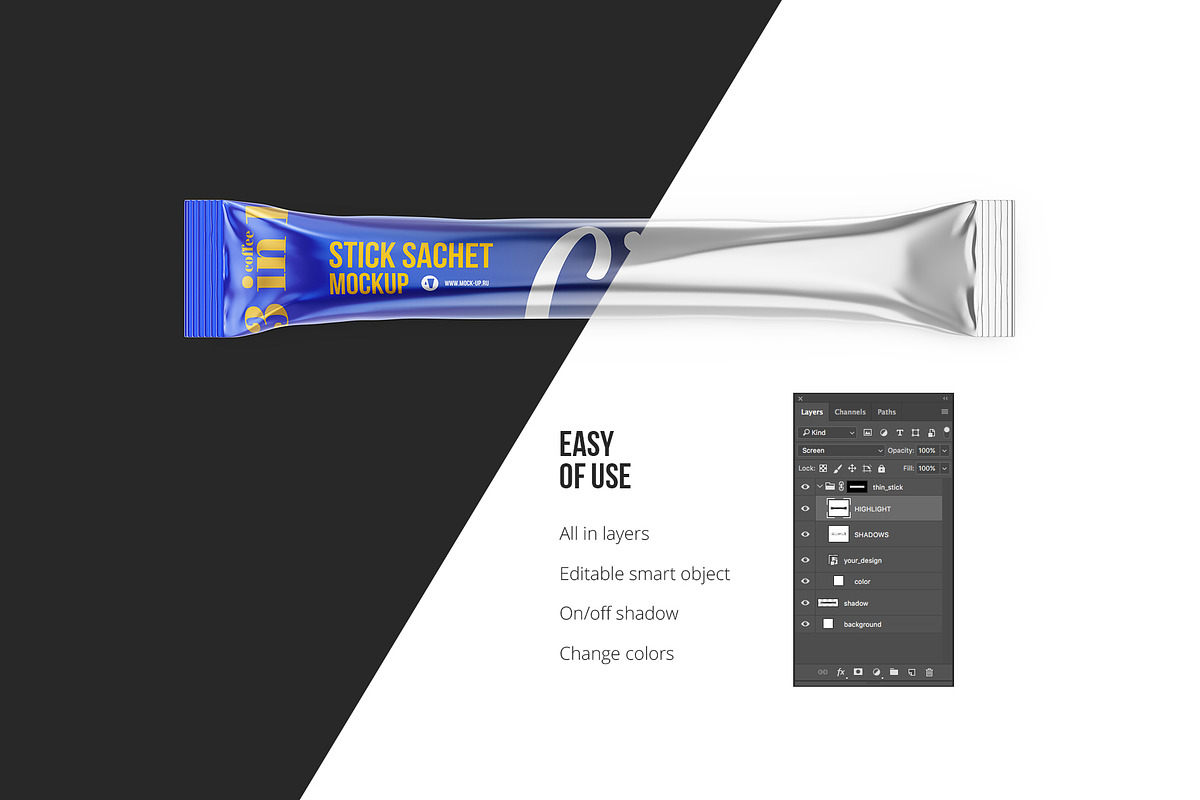 Thin Stick Sachet, a Packaging Mockup by easymock (Photo 3 of 6)