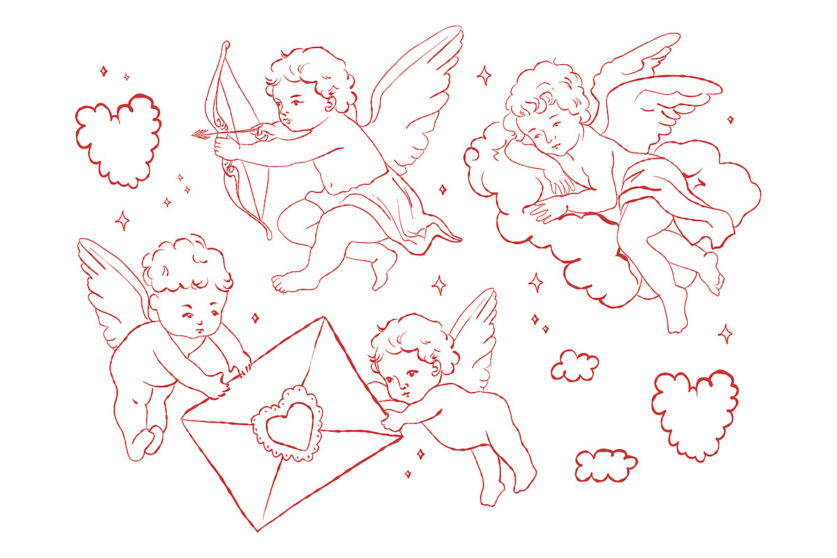 Vintage Cupid Clipart, a Decorative Illustration by Zeukaa (Photo 5 of 8)