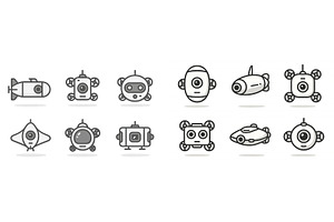 Various submarine designs displayed, a Technology Illustration by ZinetroN