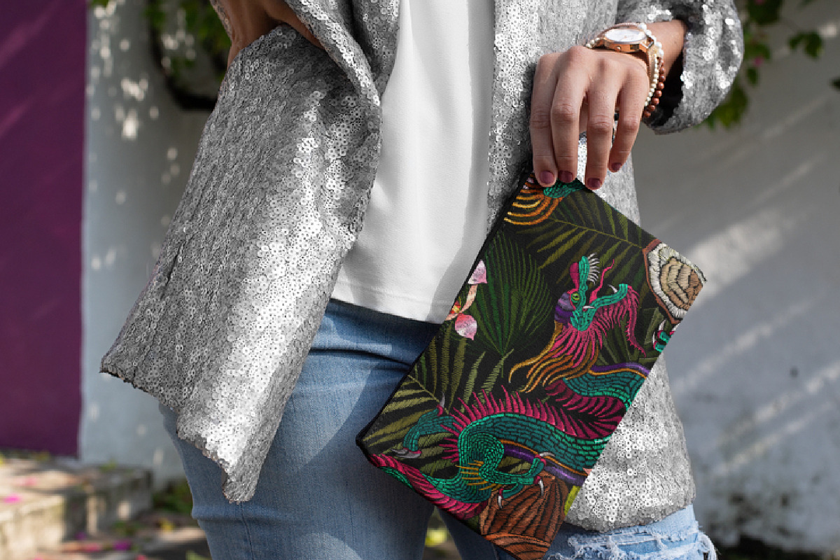 Dragon, coconut and tropical orchid, a Pattern Graphic by Matrioshka (Photo 2 of 6)
