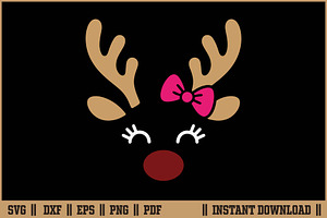 Cute Reindeer Christmas Deer SVG, a Seasonal Illustration by Handy Arts Studio