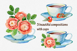 Watercolor Clipart Tea Time