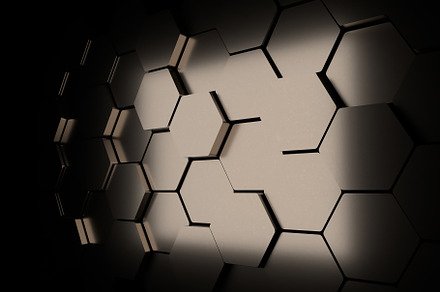 Abstract hexagonal background featuring hexagon, pattern, and black, an Abstract Photo by BeOGraphic