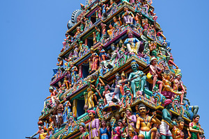 Sri Mariamman Temple Gopuram with colorful statues in Singapore,, an Architecture Photo by GoodGoods