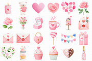 Watercolor Valentines Clipart, an Illustration by Libby Wishes (Thumbnail 2 of 6)