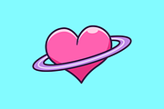 Cute Love Heart Planet Cartoon, an Object Illustration by Catalyst Labs (Thumbnail 3 of 3)