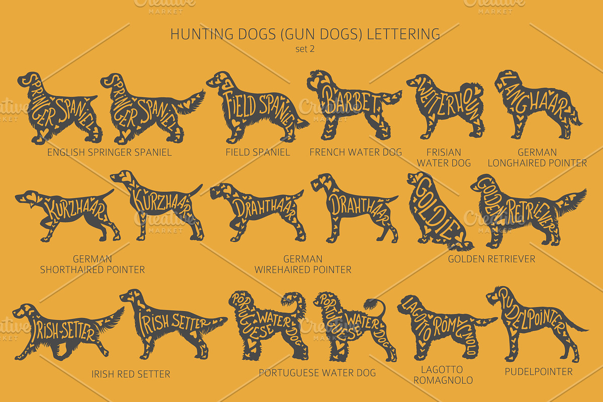Gun Dogs (Hunting Dogs) Silhouettes, an Animal Illustration by pet design shop (Photo 8 of 13)