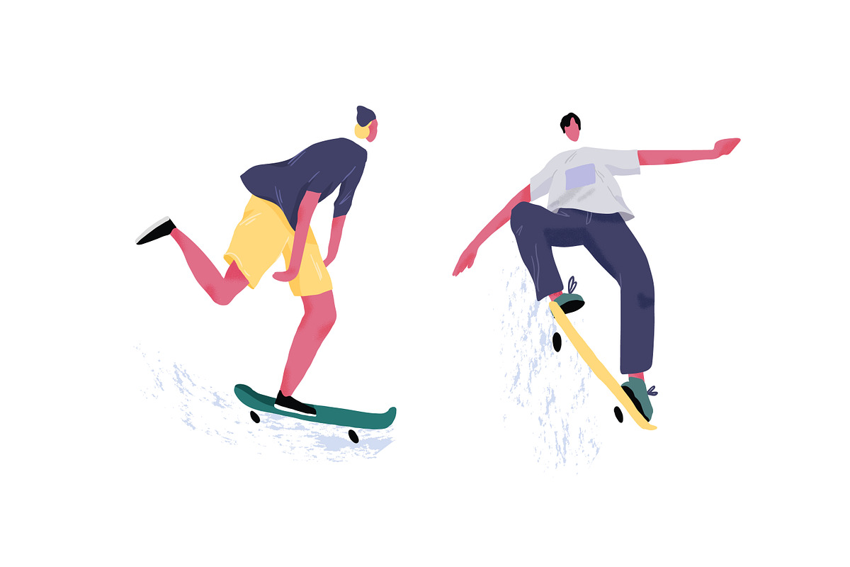 People skateboarding set, a Sport Illustration by Good Studio (Photo 4 of 4)