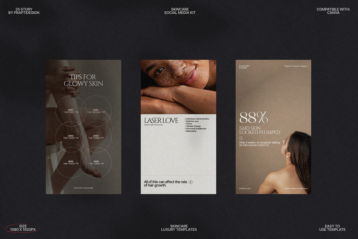 Soft Canva Skincare Story Kit preview 8