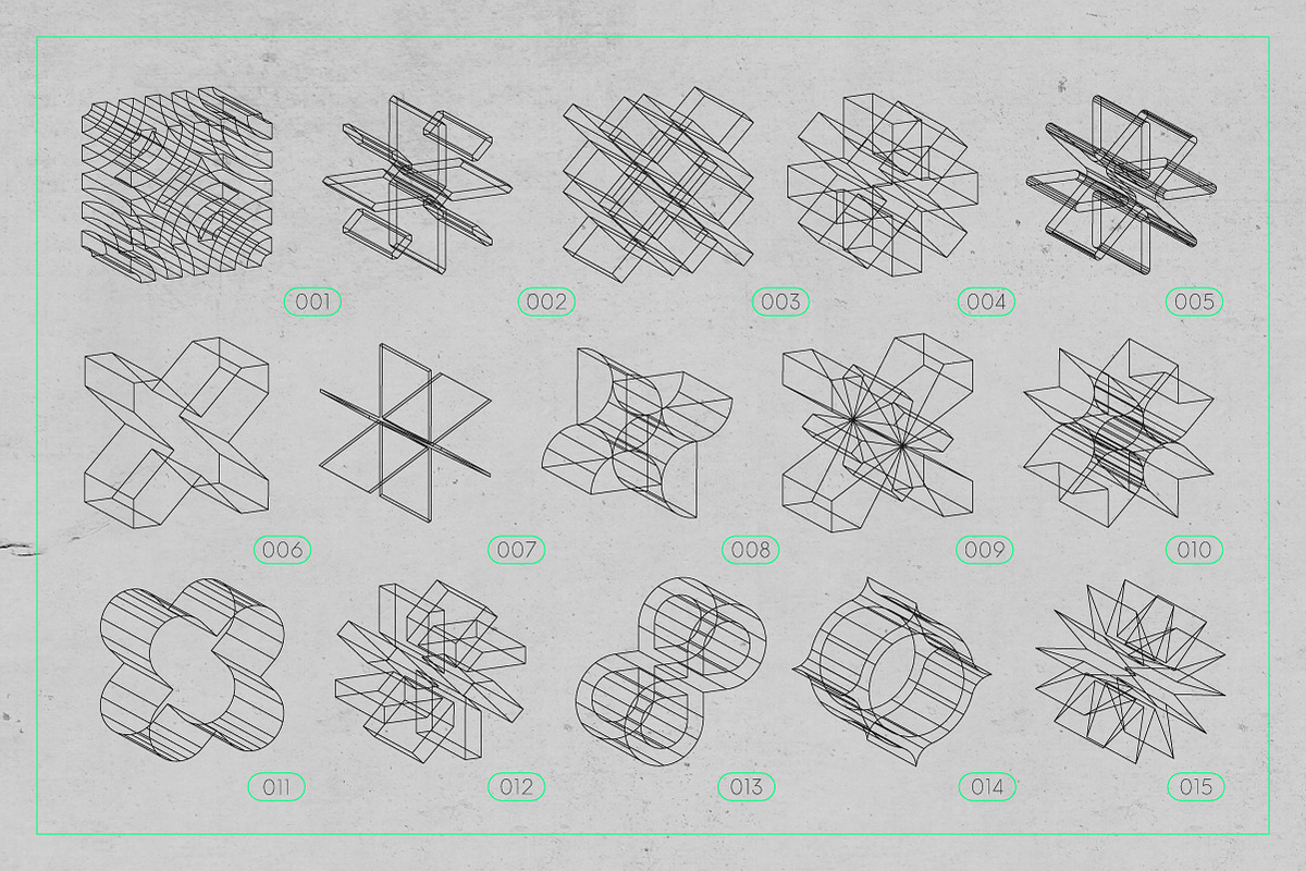 3D Wireframe Isometric Shapes | 1, an Object Graphic by MaximGertsen (Photo 8 of 11)
