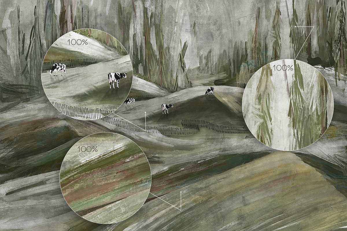 Countryside Hills & Cows Wallpaper, a Wallpaper Graphic by apollinariia_shop (Photo 3 of 13)