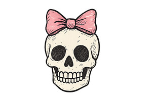Skull with a pink bow adds a playful, an Arts & Entertainment Photo by ZinetroN