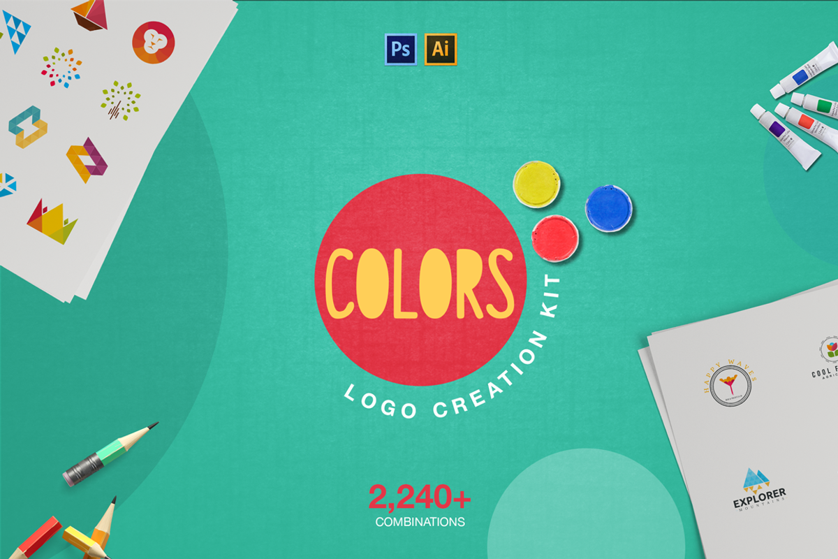 Colors Logo Creation Kit -50%, a Branding & Logo Template by VP Fonts (Photo 1 of 10)