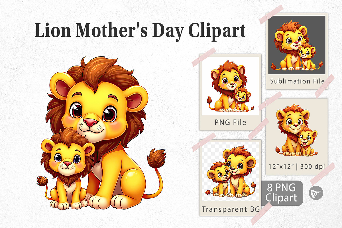 Lion Mother's Day Clipart, a Graphic by Artnoy (Photo 1 of 5)
