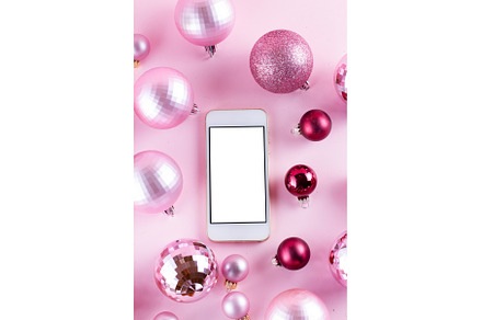 Christmas mock up with white phone, a Holiday Photo by Neirfy