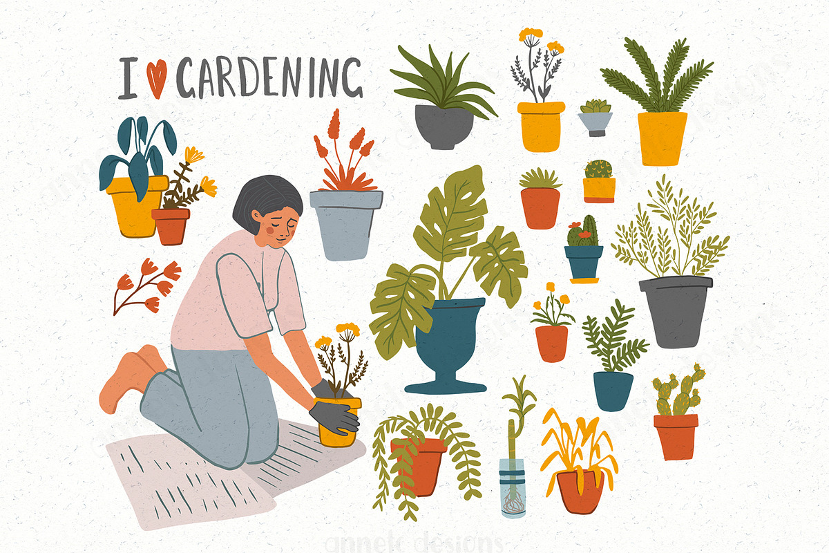 Gardening clipart, stickers. Plants, an Illustration by ann_etc (Photo 2 of 11)