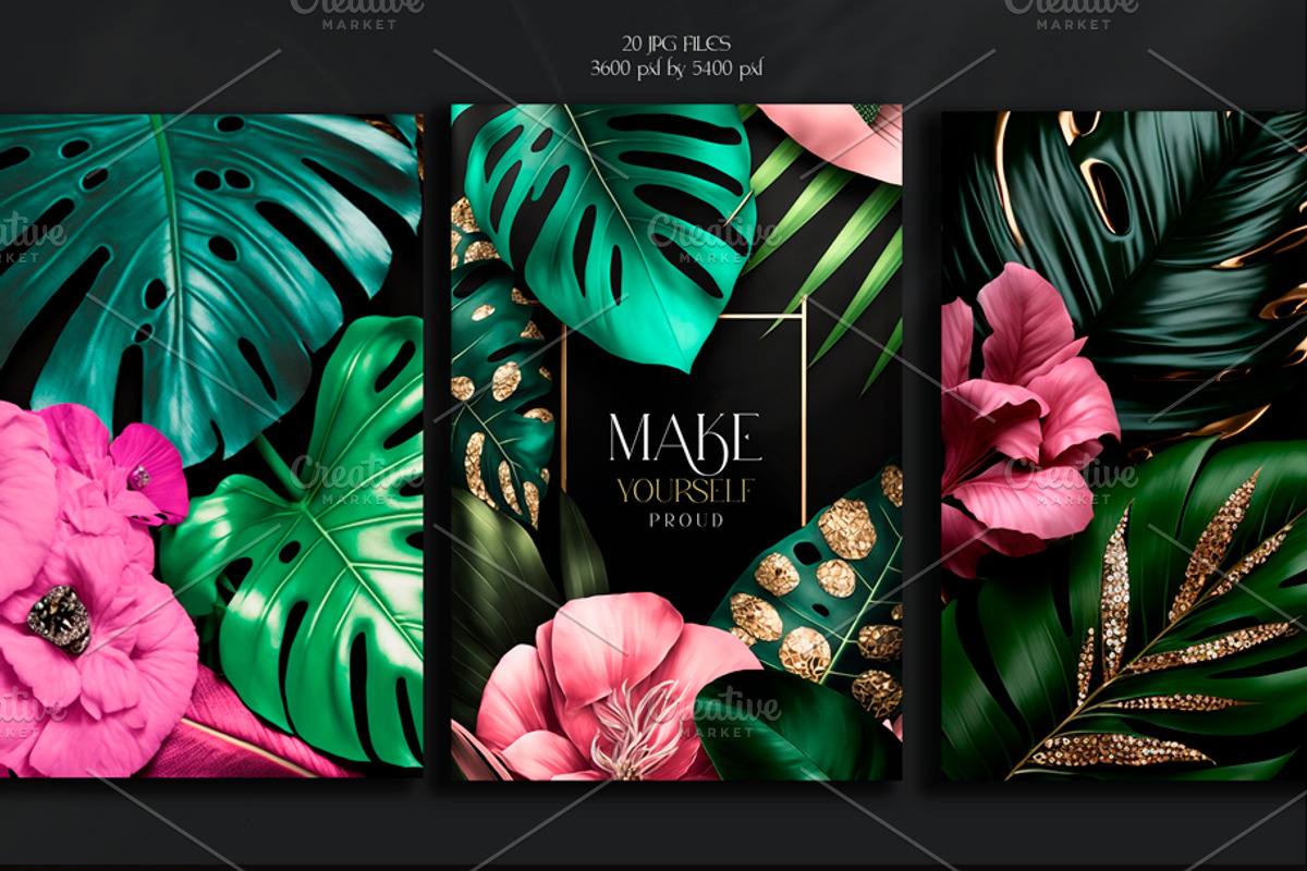 Tropical greenery and floral graphic, a Background Graphic by MONO KEY STUDIO (Photo 2 of 6)
