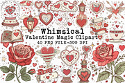 Whimsical Valentine Magic Clipart, an Illustration by Libby Wishes (Thumbnail 1 of 5)