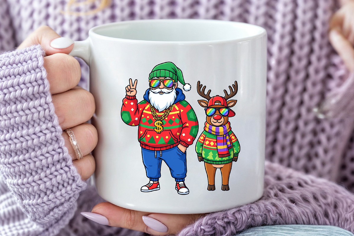 Christmas Santa Reindeer Png, an Illustration by Craft Nest (Photo 3 of 6)