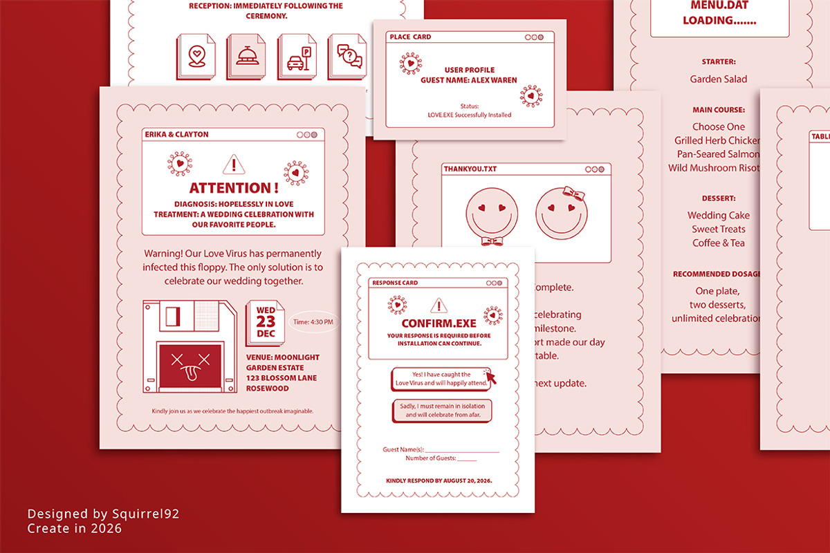 Love Virus Wedding Invitation Suite, an Invitation Template by Squirrel92 (Photo 4 of 4)