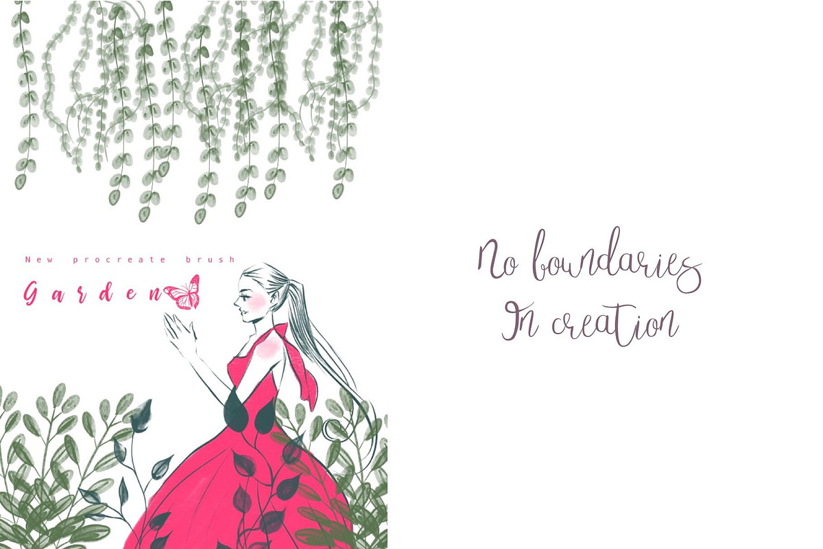 Secret garden procreate stamp brush, a Brush Add-On by Meisanmui (Photo 6 of 8)