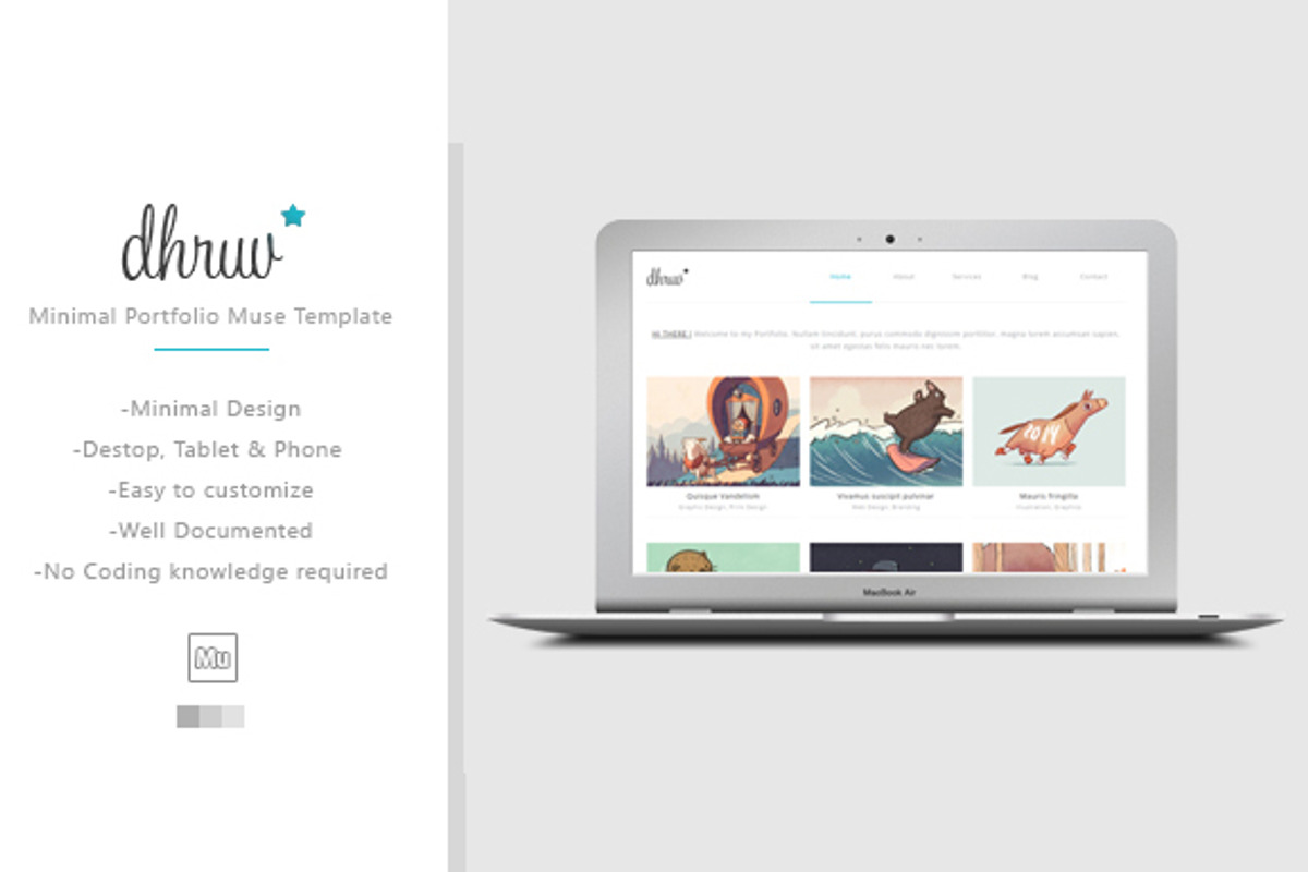 Dhruv - Minimal Muse/HTML Template, a HTML Template by WellMadePixel (Photo 1 of 5)