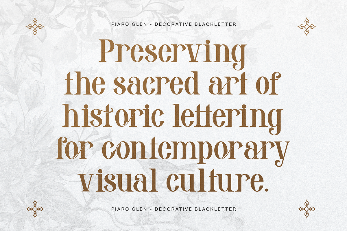 Piaro Glen | Serif Blackletter, a Blackletter Font by Denustudios (Photo 2 of 11)